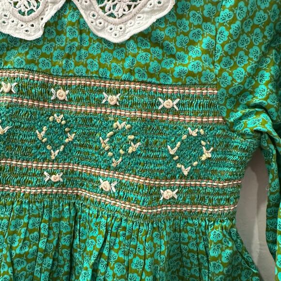 Next Green Geo Printed Shirred Collar Dress - Picture 4 of 10
